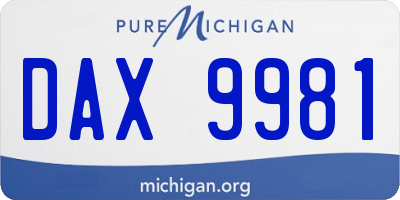MI license plate DAX9981