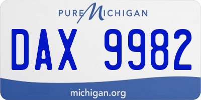 MI license plate DAX9982