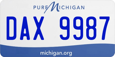 MI license plate DAX9987