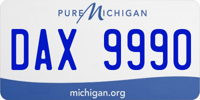 MI license plate DAX9990