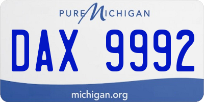 MI license plate DAX9992