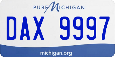 MI license plate DAX9997