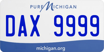 MI license plate DAX9999