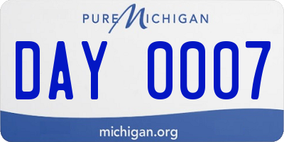MI license plate DAY0007