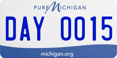 MI license plate DAY0015
