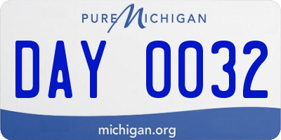 MI license plate DAY0032