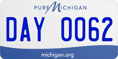 MI license plate DAY0062