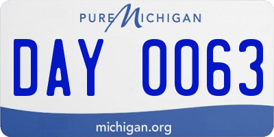 MI license plate DAY0063