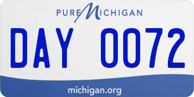 MI license plate DAY0072