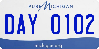 MI license plate DAY0102