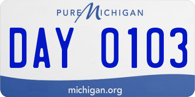 MI license plate DAY0103