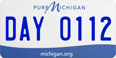 MI license plate DAY0112
