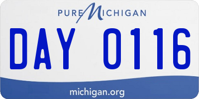 MI license plate DAY0116