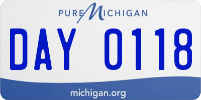 MI license plate DAY0118