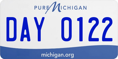 MI license plate DAY0122