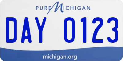 MI license plate DAY0123