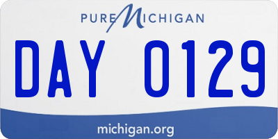 MI license plate DAY0129