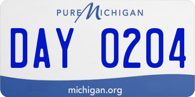 MI license plate DAY0204