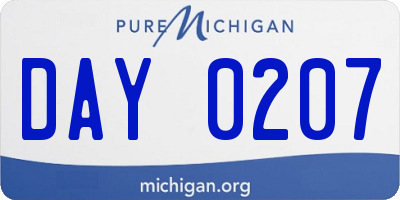 MI license plate DAY0207