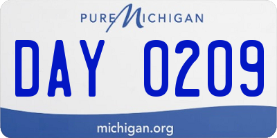 MI license plate DAY0209