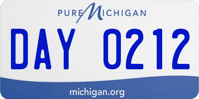 MI license plate DAY0212