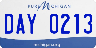 MI license plate DAY0213