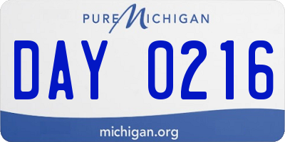 MI license plate DAY0216