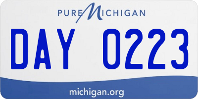 MI license plate DAY0223