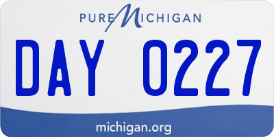 MI license plate DAY0227
