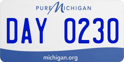 MI license plate DAY0230