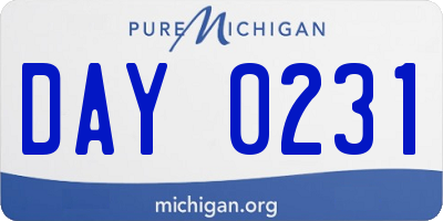 MI license plate DAY0231