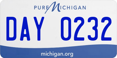 MI license plate DAY0232