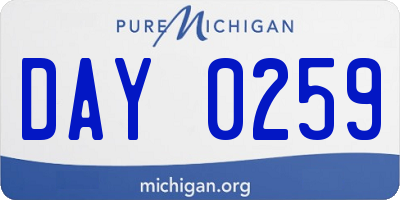 MI license plate DAY0259