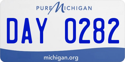 MI license plate DAY0282