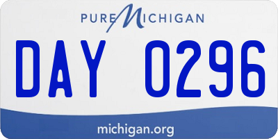 MI license plate DAY0296