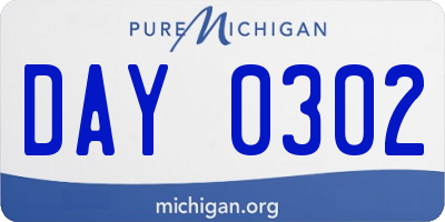 MI license plate DAY0302
