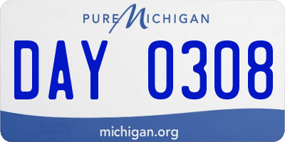 MI license plate DAY0308
