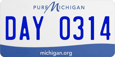 MI license plate DAY0314