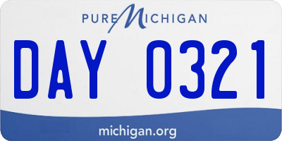 MI license plate DAY0321