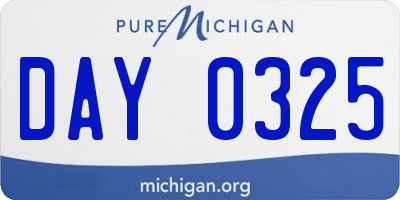 MI license plate DAY0325