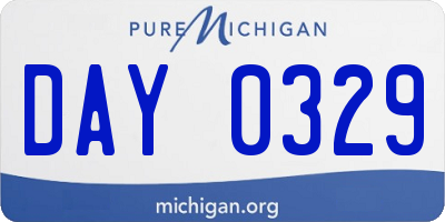 MI license plate DAY0329