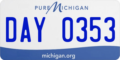 MI license plate DAY0353