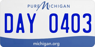 MI license plate DAY0403