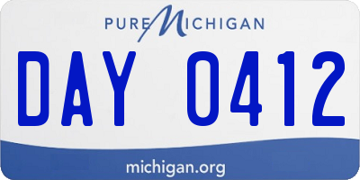 MI license plate DAY0412