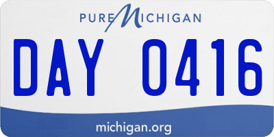 MI license plate DAY0416