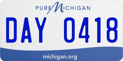 MI license plate DAY0418