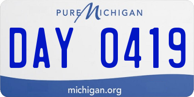 MI license plate DAY0419