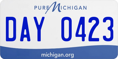 MI license plate DAY0423