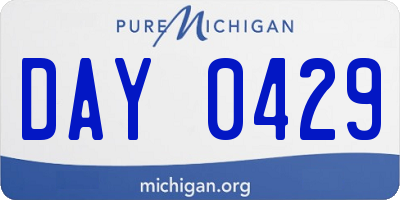 MI license plate DAY0429