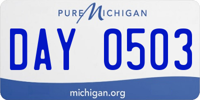 MI license plate DAY0503